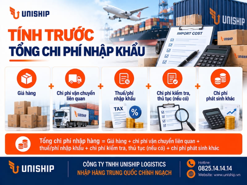 Tính trước tổng chi phí nhập khẩu