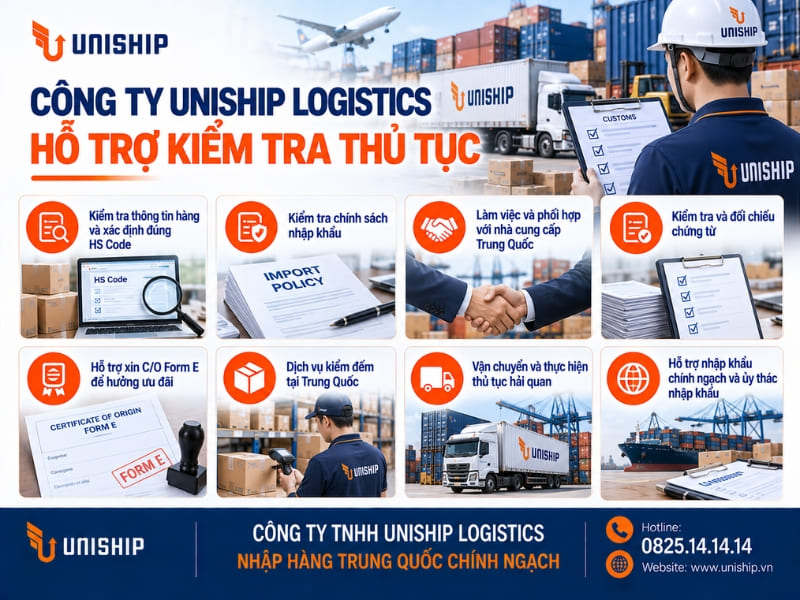 Công ty Uniship Logistics hỗ trợ kiểm tra thủ tục