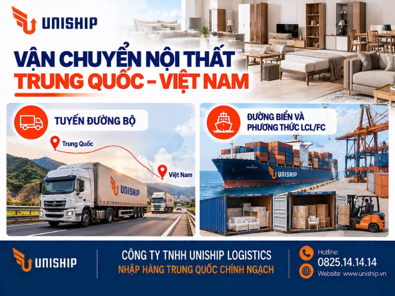 Vận chuyển nội thất Trung Quốc – Việt Nam