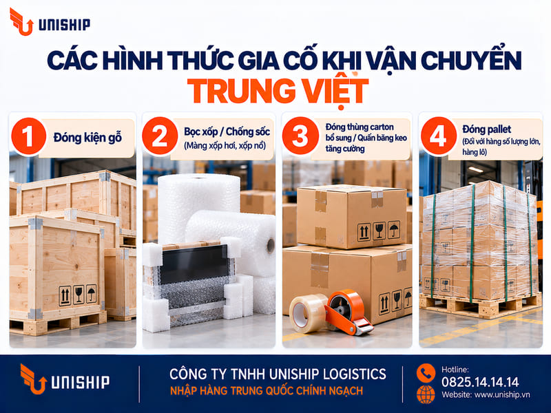 Các hình thức gia cố khi vận chuyển Trung Việt