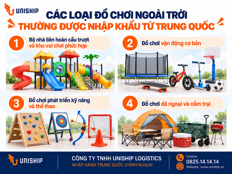 Các loại đồ chơi ngoài trời thường được nhập khẩu từ Trung Quốc