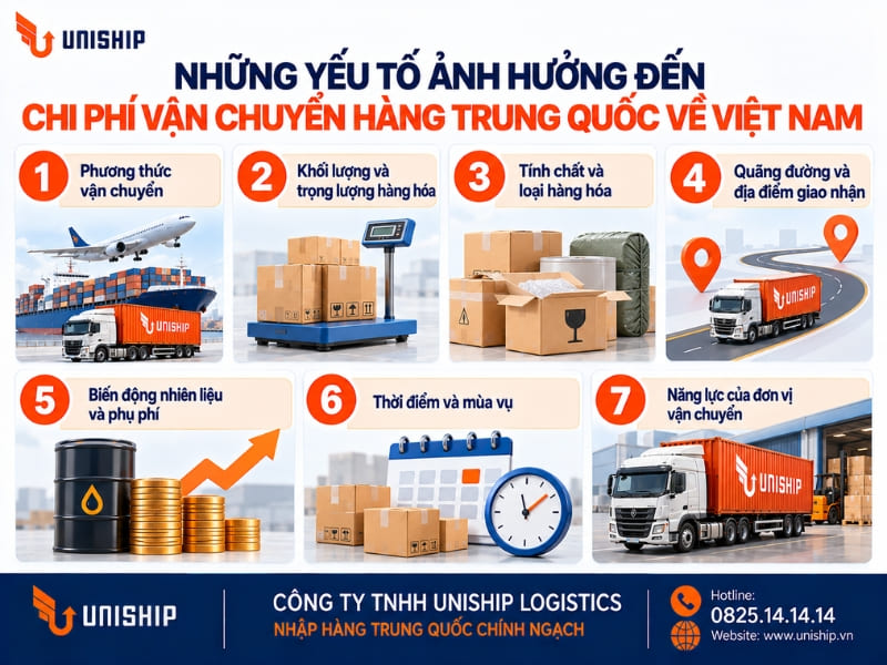 Những yếu tố ảnh hưởng đến chi phí vận chuyển hàng Trung Quốc về Việt Nam