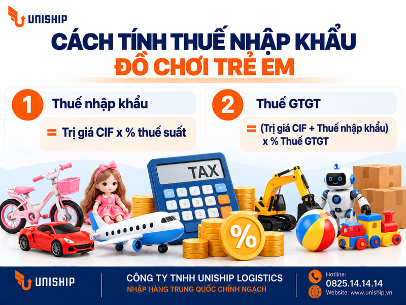 Cách tính thuế nhập khẩu đồ chơi trẻ em