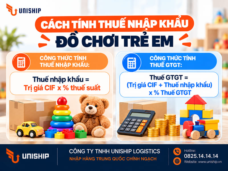 Cách tính thuế nhập khẩu đồ chơi trẻ em