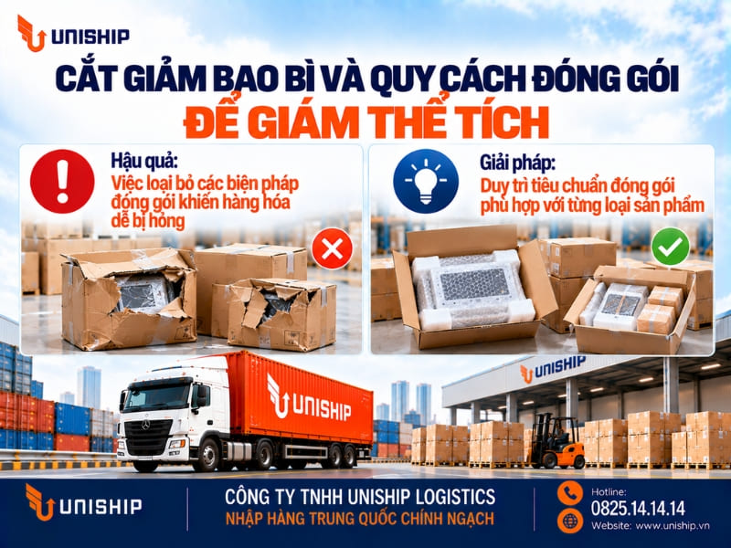 Cắt giảm bao bì và quy cách đóng gói để giảm thể tích