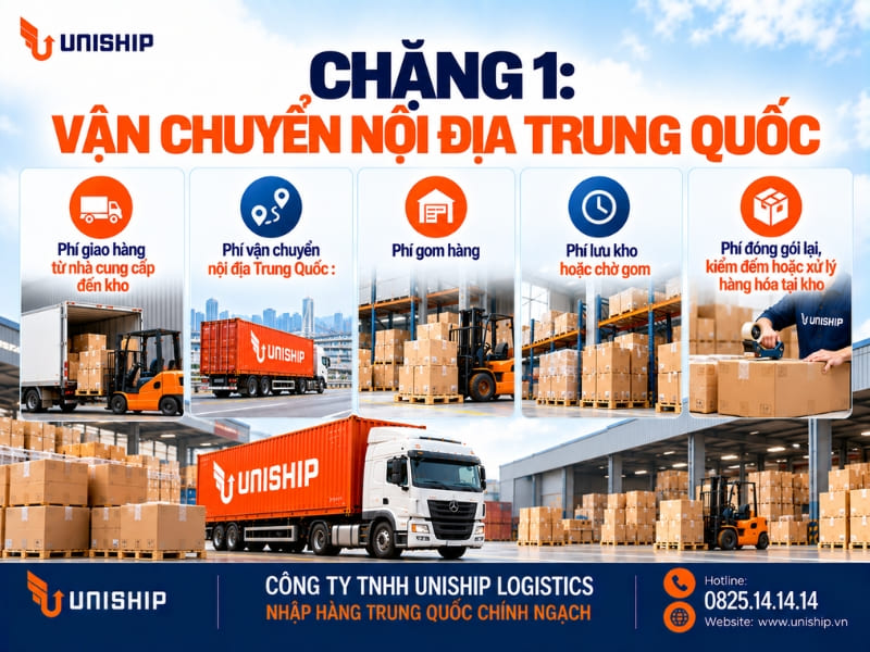 Chặng 1: Vận chuyển nội địa Trung Quốc
