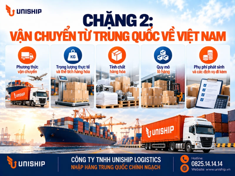 Chặng 2: Vận chuyển từ Trung Quốc về Việt Nam