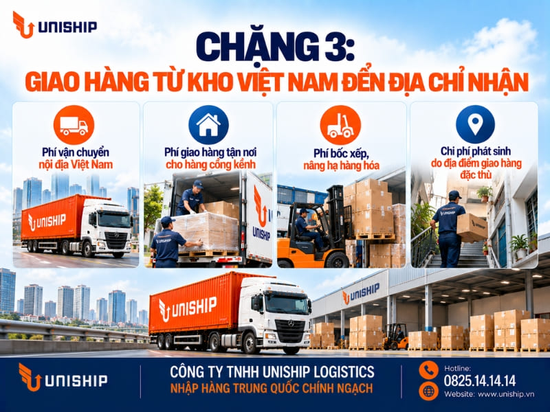 Chặng 3: Giao hàng từ kho Việt Nam đến địa chỉ nhận