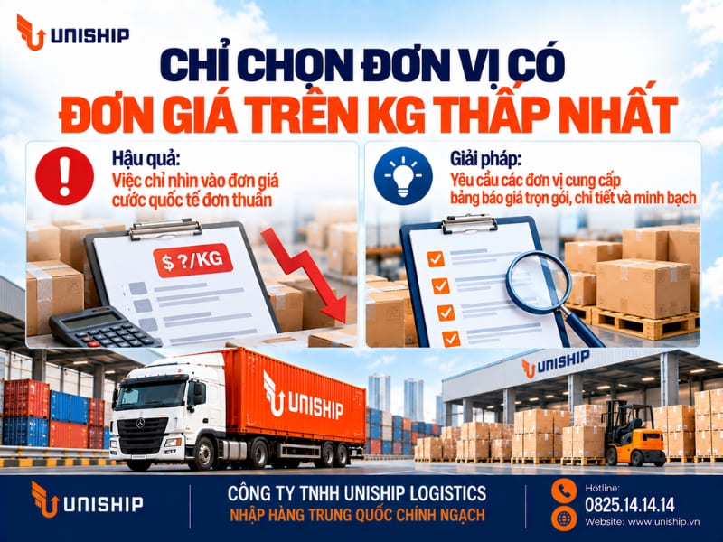 Chỉ chọn đơn vị có đơn giá trên kg thấp nhất