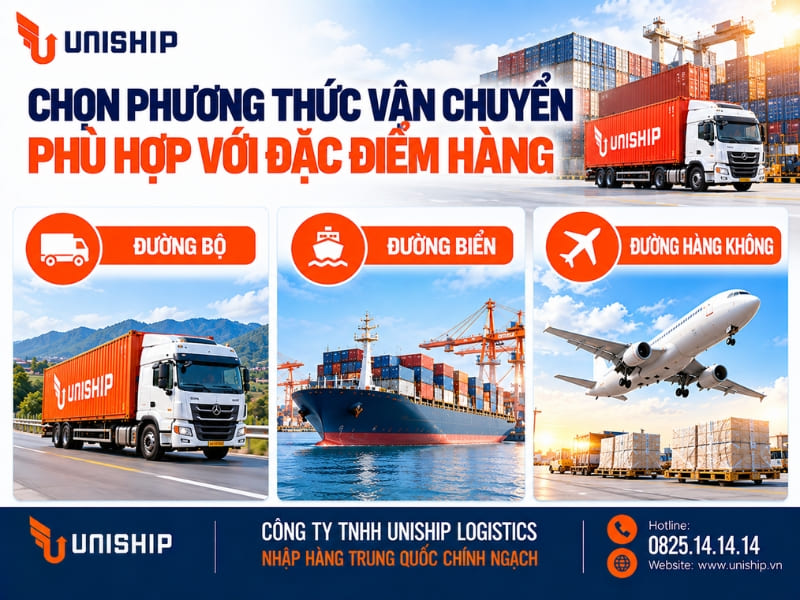 Chọn phương thức vận chuyển phù hợp với đặc điểm hàng
