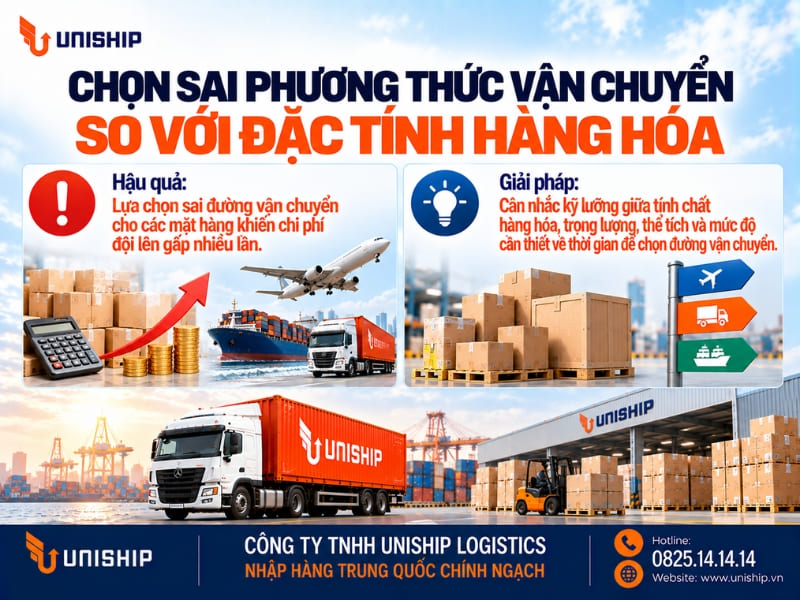 Chọn sai phương thức vận chuyển so với đặc tính hàng hóa