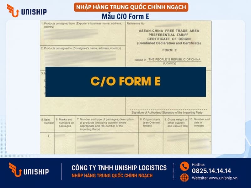Khái niệm về C/O Form E