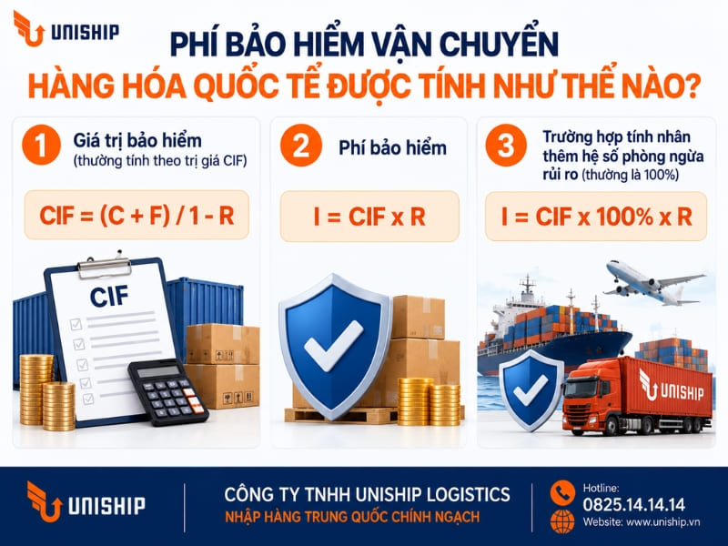 Phí bảo hiểm vận chuyển hàng hóa quốc tế được tính như thế nào?