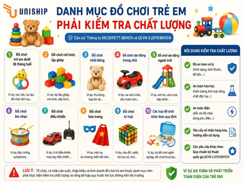 Danh mục đồ chơi trẻ em phải kiểm tra chất lượng