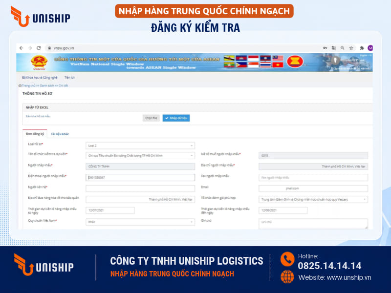 Khai báo hồ sơ trên hệ thống