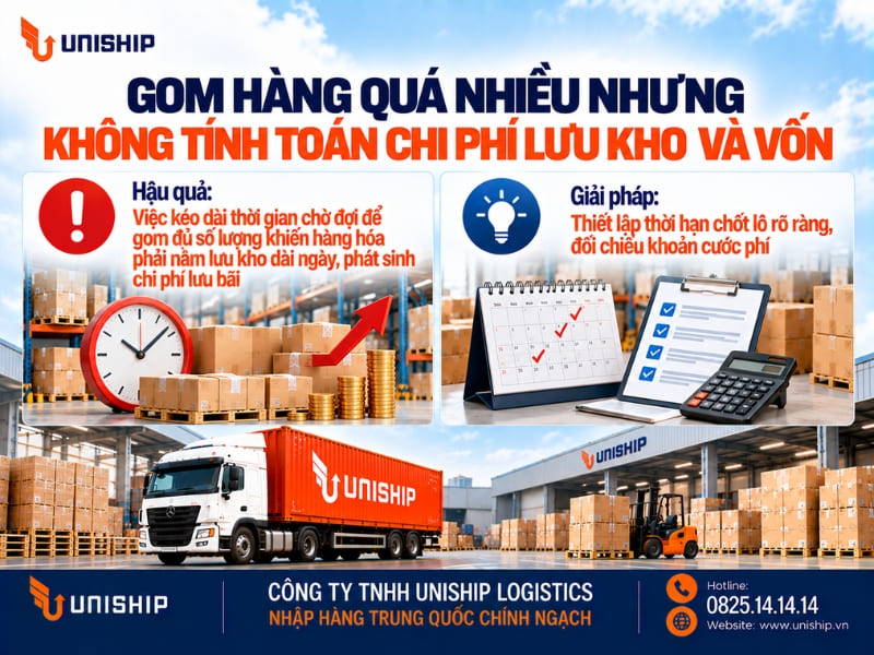 Gom hàng quá nhiều nhưng không tính toán chi phí lưu kho và vốn