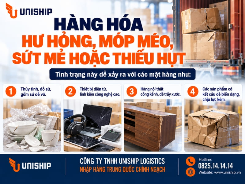Hàng hóa hư hỏng, móp méo, sứt mẻ hoặc thiếu hụt