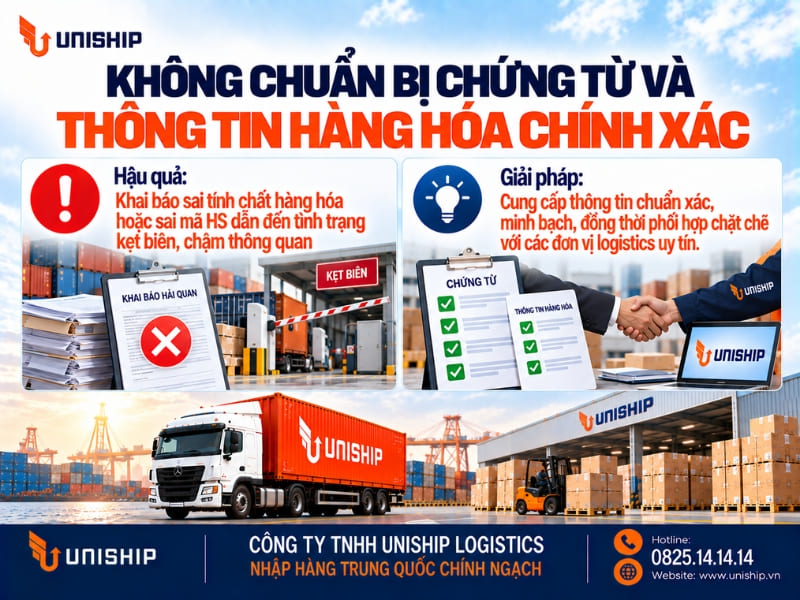 Không chuẩn bị chứng từ và thông tin hàng hóa chính xác