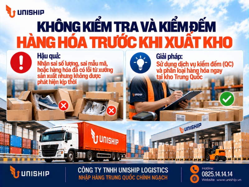Không kiểm tra và kiểm đếm hàng hóa trước khi xuất kho