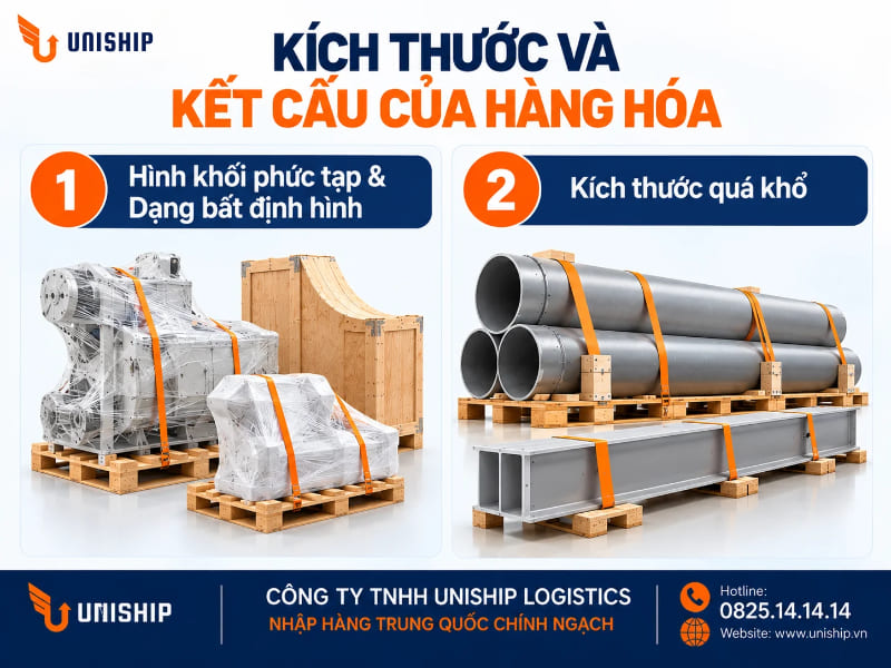 Kích thước và kết cấu của hàng hóa