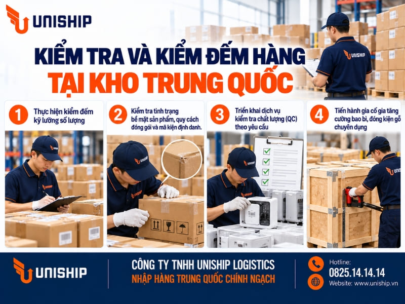 Kiểm tra và kiểm đếm hàng tại kho Trung Quốc