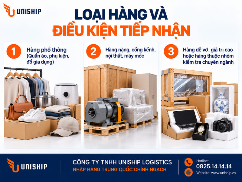 Loại hàng và điều kiện tiếp nhận