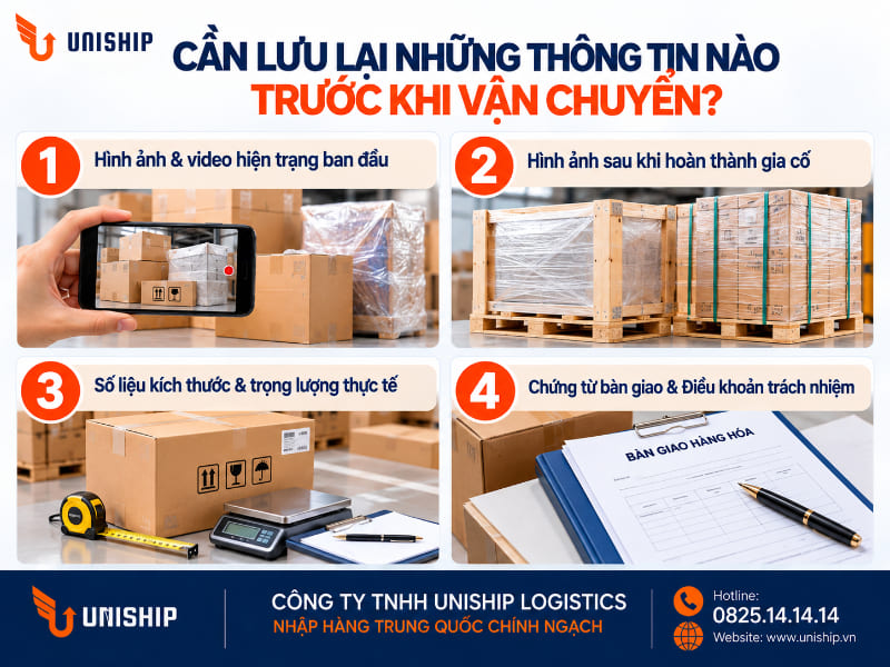 Cần lưu lại những thông tin nào trước khi vận chuyển?