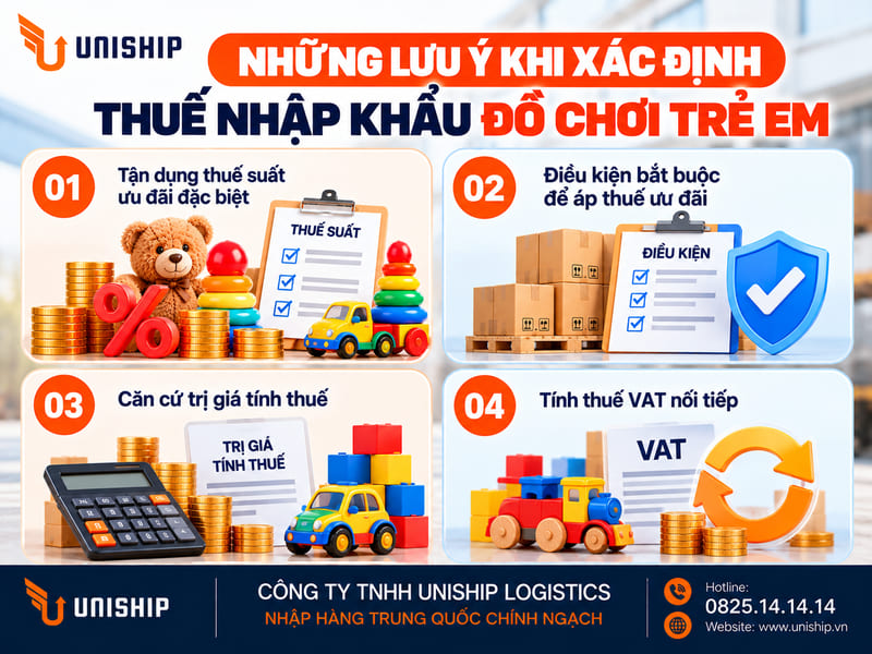 Những lưu ý khi xác định thuế nhập khẩu đồ chơi trẻ em