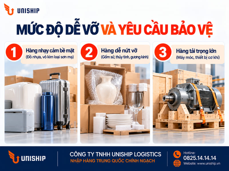 Mức độ dễ vỡ và yêu cầu bảo vệ