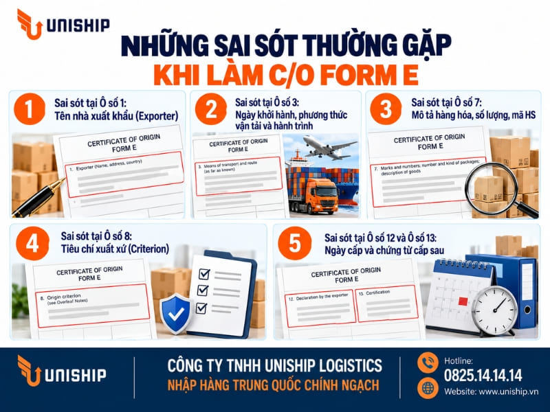 Những sai sót thường gặp khi làm C/O Form E