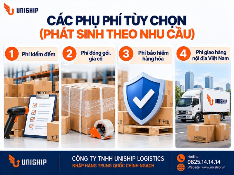 Các phụ phí tùy chọn (Phát sinh theo nhu cầu)