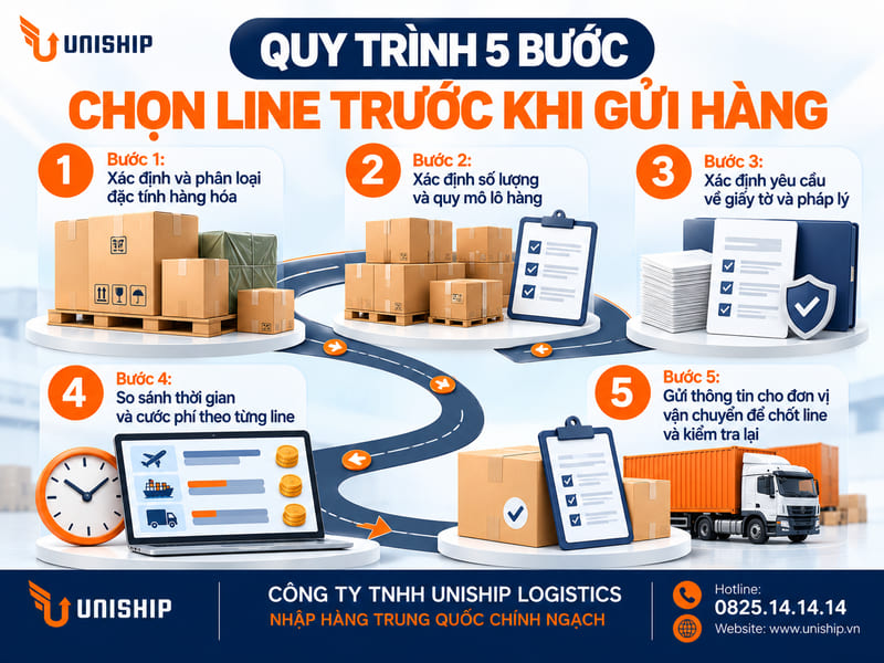 Quy trình 5 bước chọn line vận chuyển trước khi gửi hàng