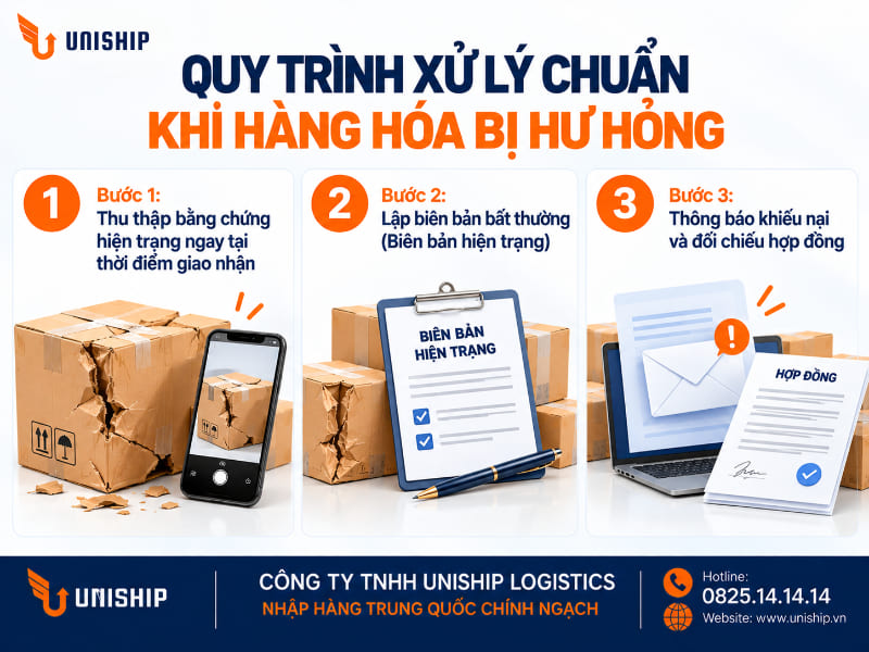 Quy trình xử lý chuẩn khi hàng hóa bị hư hỏng