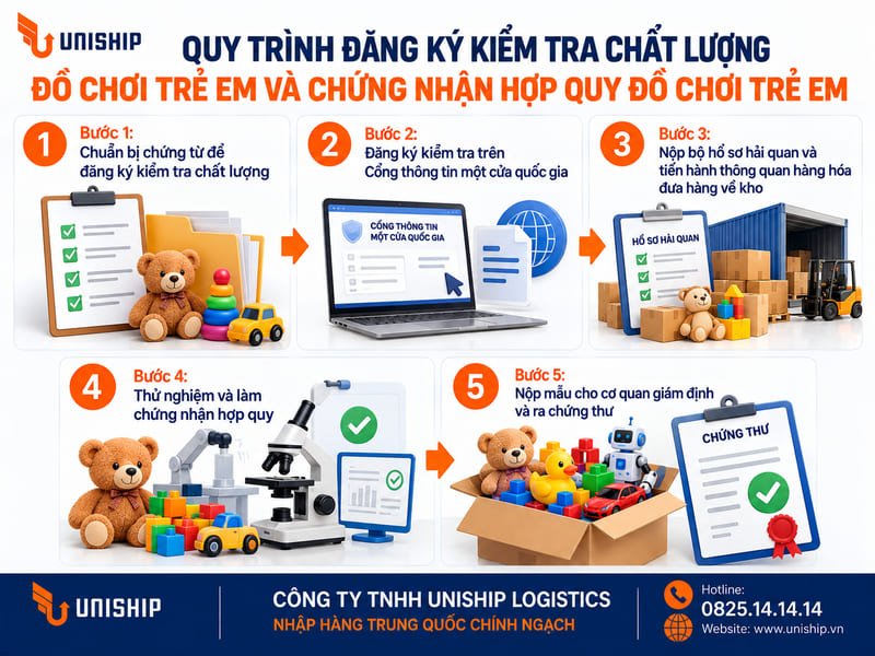 Quy trình đăng ký kiểm tra chất lượng đồ chơi trẻ em và chứng nhận hợp quy đồ chơi trẻ em