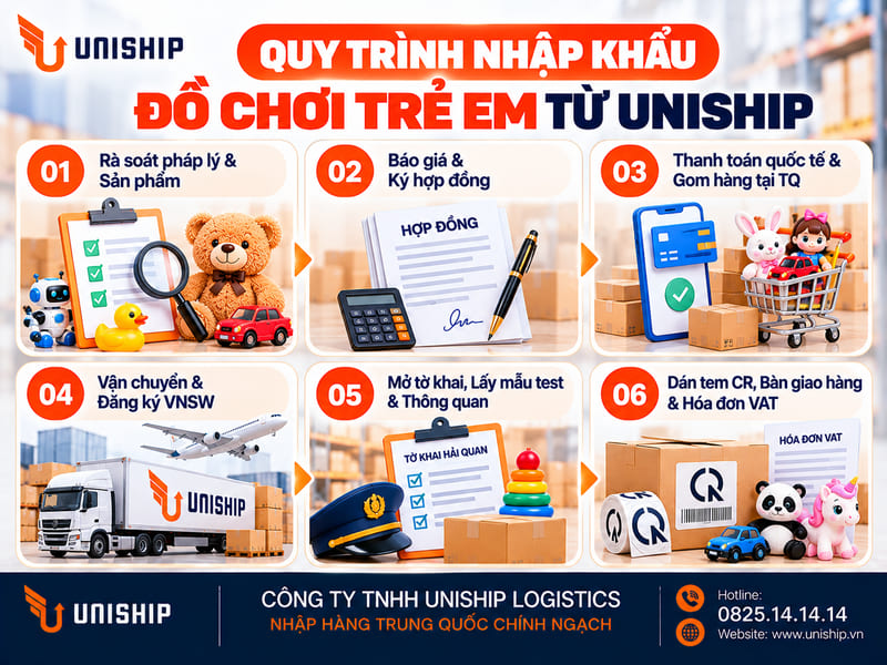 Quy trình nhập khẩu đồ chơi trẻ em từ Uniship