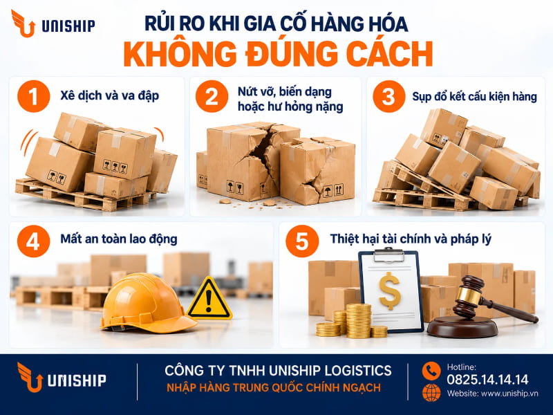 Rủi ro khi gia cố hàng hóa không đúng cách