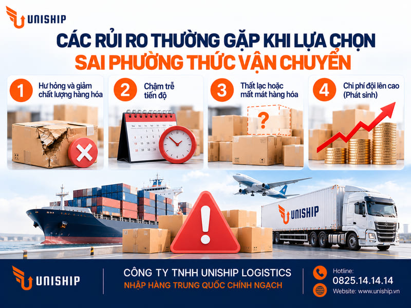 Các rủi ro thường gặp khi lựa chọn sai phương thức vận chuyển