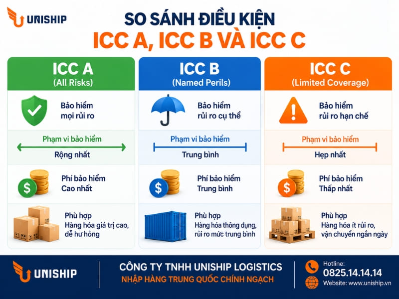 So sánh điều kiện ICC A, ICC B và ICC C