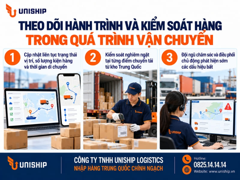 Theo dõi hành trình và kiểm soát hàng trong quá trình vận chuyển