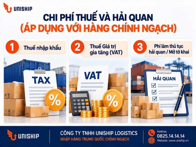 Chi phí thuế và hải quan (Áp dụng với hàng chính ngạch)