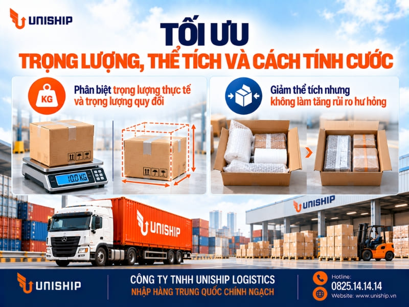 Tối ưu trọng lượng, thể tích và cách tính cước