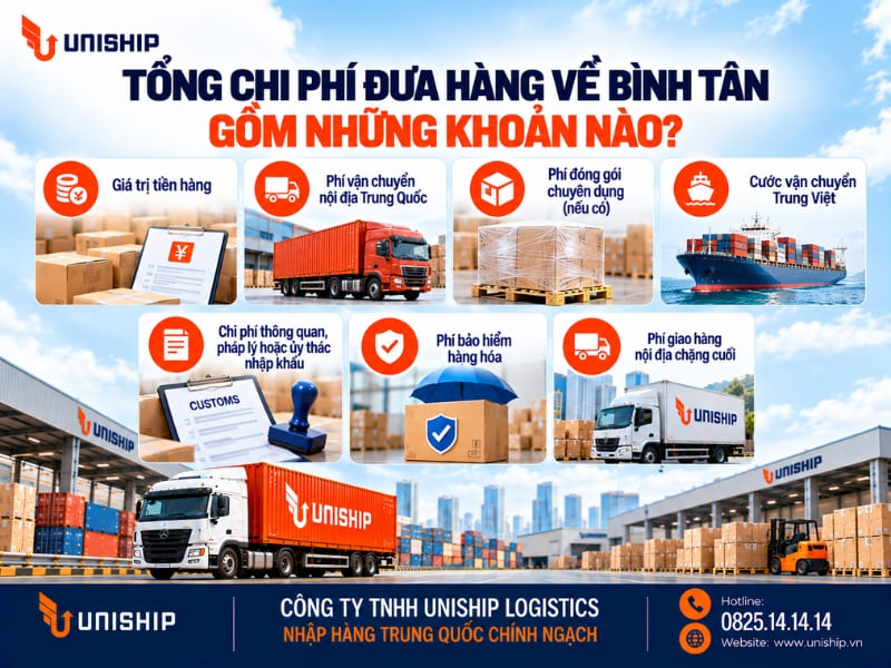 Tổng chi phí vận chuyển Trung Việt về Quận Bình Tân gồm những khoản nào?