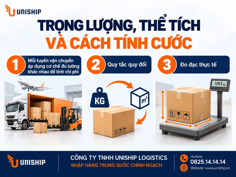 Trọng lượng, thể tích và cách tính cước