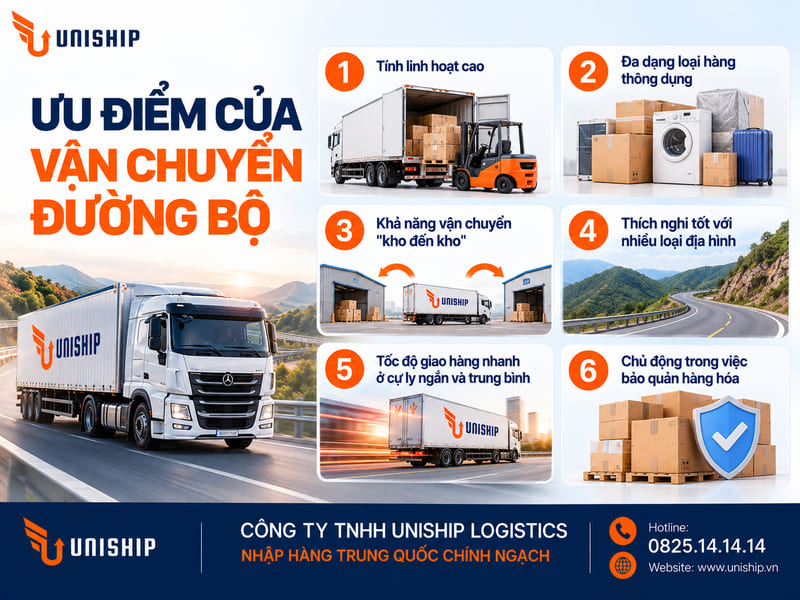 Ưu điểm của vận chuyển đường bộ
