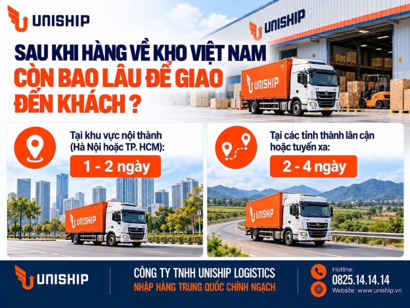 Sau khi vận chuyển hàng về kho Việt Nam còn bao lâu để giao đến khách?